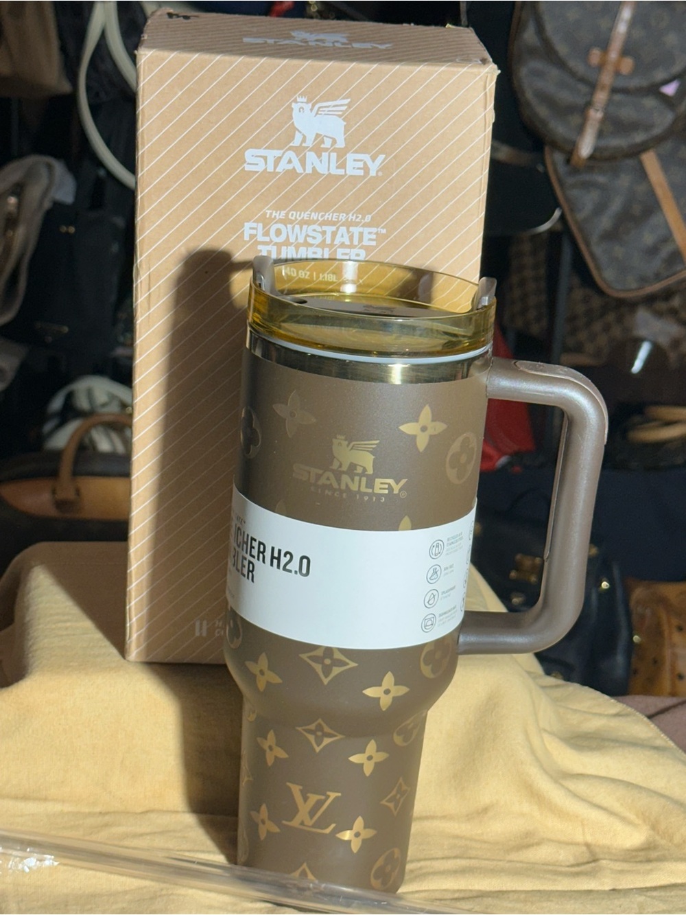 Stanley Brown and Gold FlowState Travel Mug with Handle